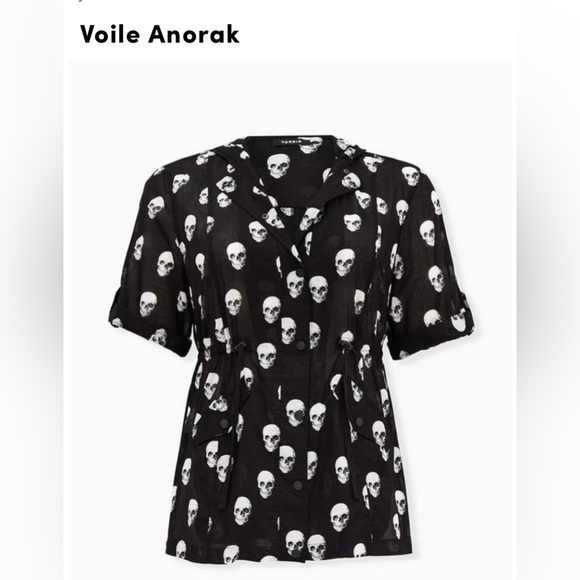 Torrid Womens Skull print Voile Anorak SZ 0 Plus size Hoodie - Picture 2 of 6